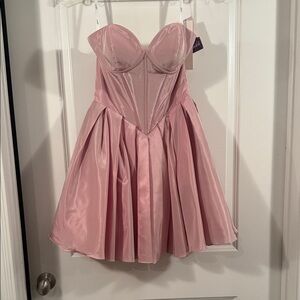 Chic Strapless Pink Corset Dress